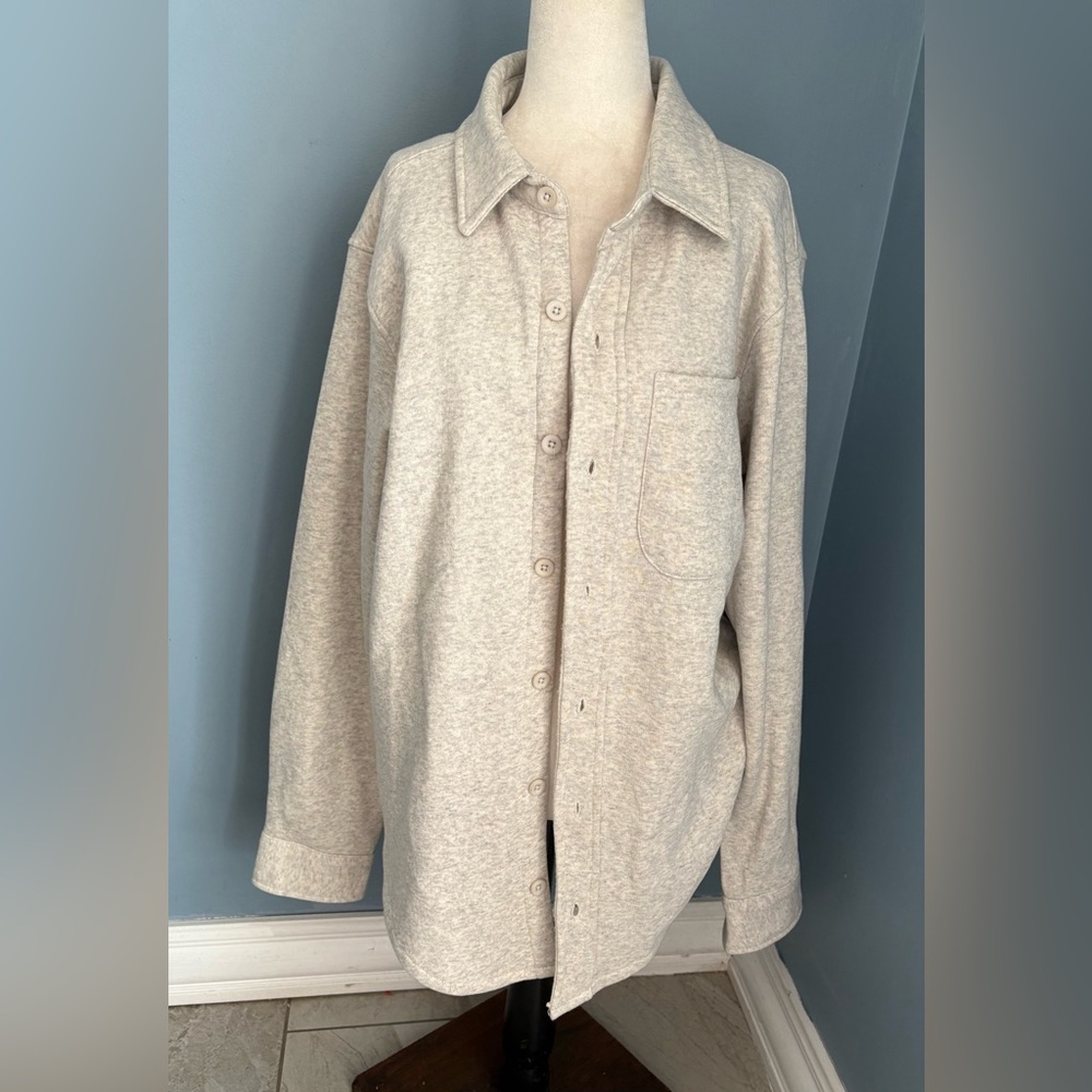 Women's Cream Button-Up Sweatshirt